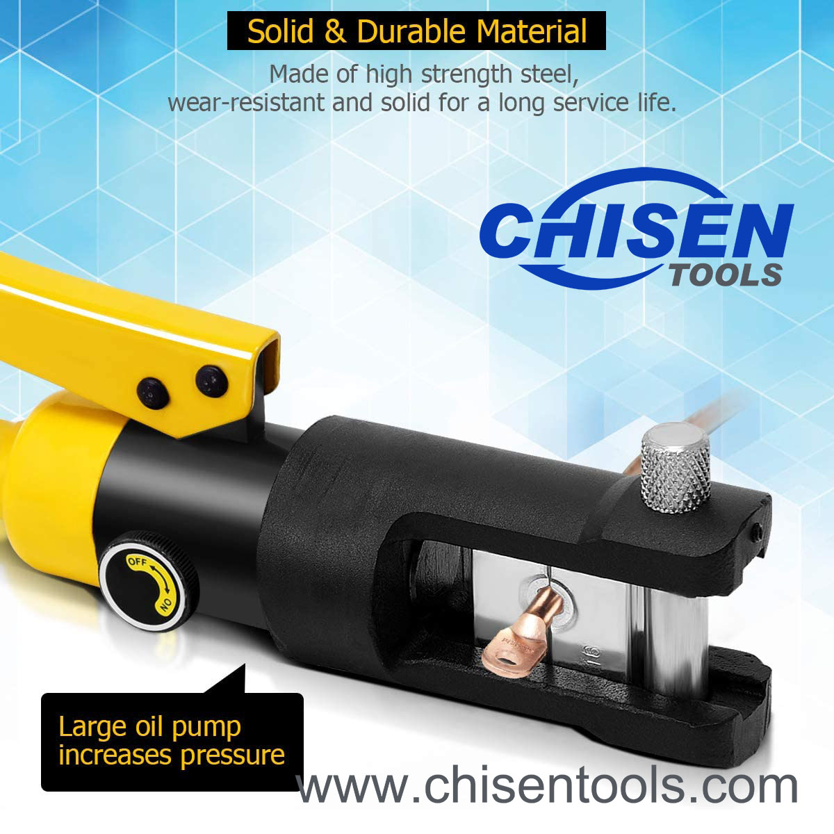 Hydraulic Cable Lug Crimper with Large Oil Pump to Increase Pressure